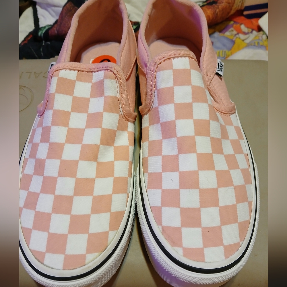 Vans Pink and White Checkered Athletic Shoes